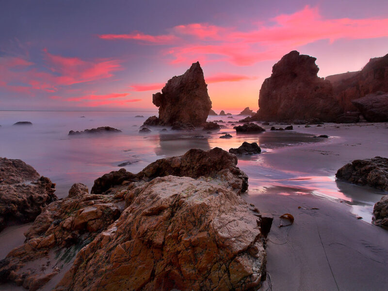 El Matador State Beach, Ca - Sky rockets in flight...