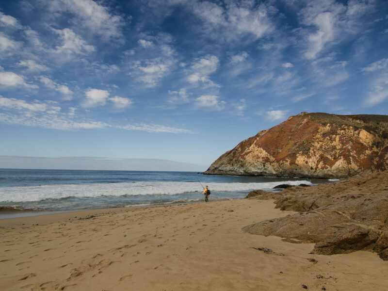 Somebody is fishing at Gray Whale Cove State Beach