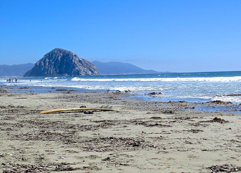people enjoying morro strand state beach.