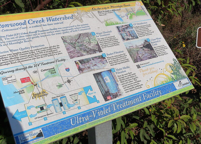 Moonlight State Beach Park, Cottonwood Creek Watershed Treatment Facility sign